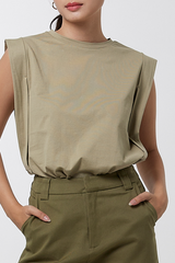 Priscilla Muscle Top in Olive
