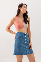 Grace Colourblock Crop Top in Pink