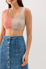 Grace Colourblock Crop Top in Pink
