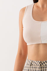 Grace Colourblock Crop Top in White