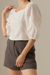 Lydia Embroidered Top in White