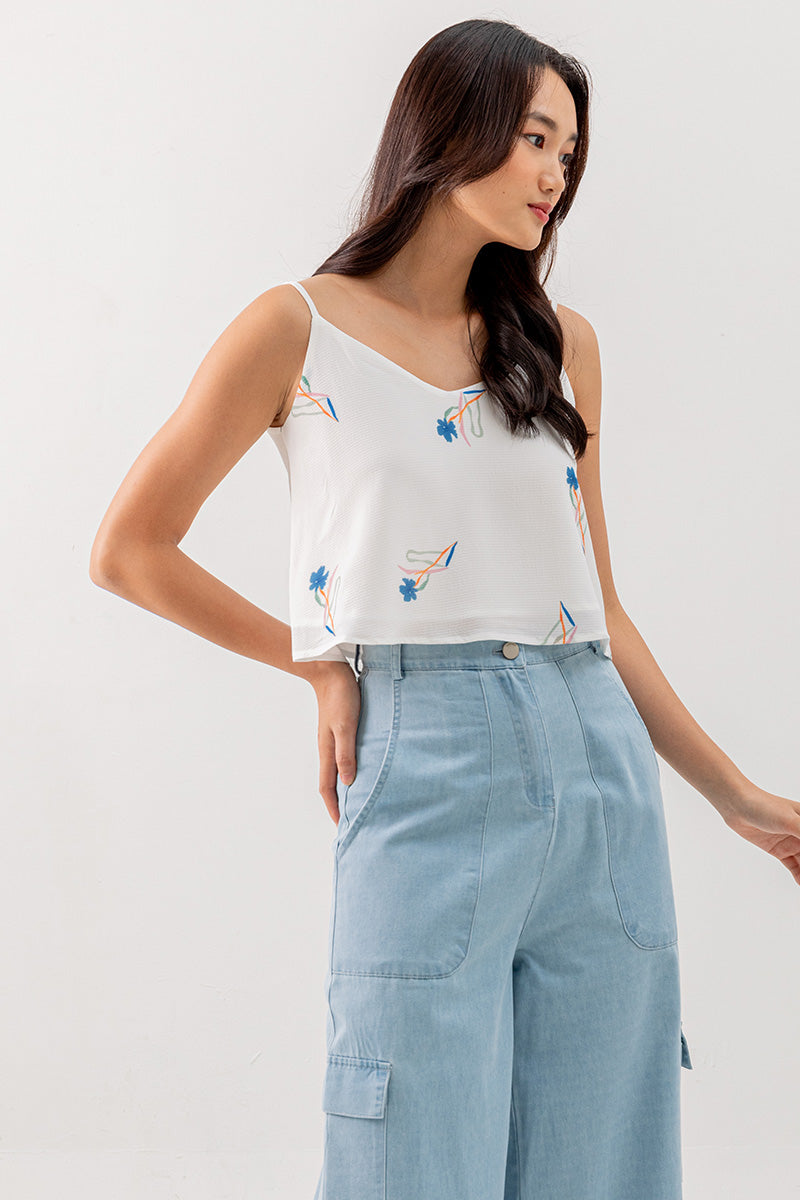 Lexie Floral Printed Top in White