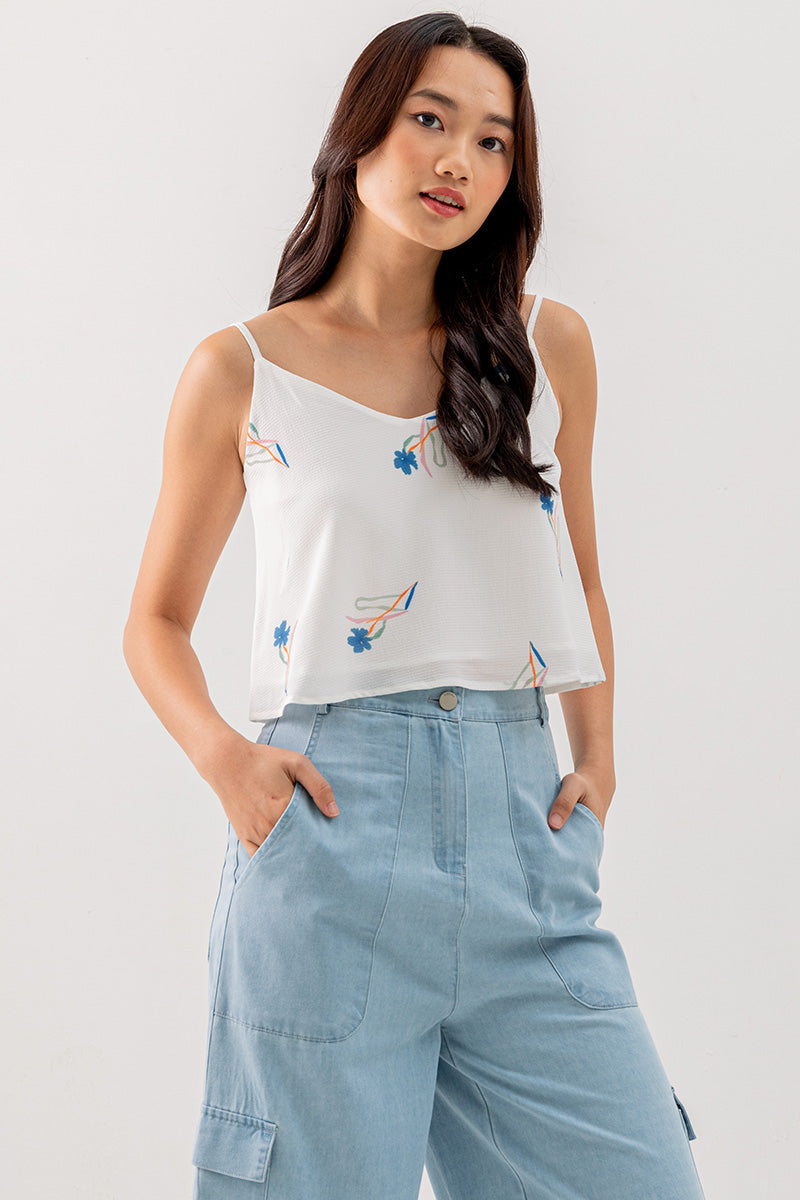 Lexie Floral Printed Top in White