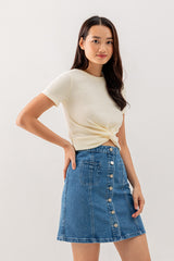 Giselle Twist Front Top in Cream