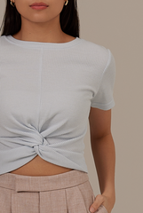 Giselle Twist Front Top in Pale Blue