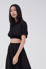 Loren Elasticated Top in Black