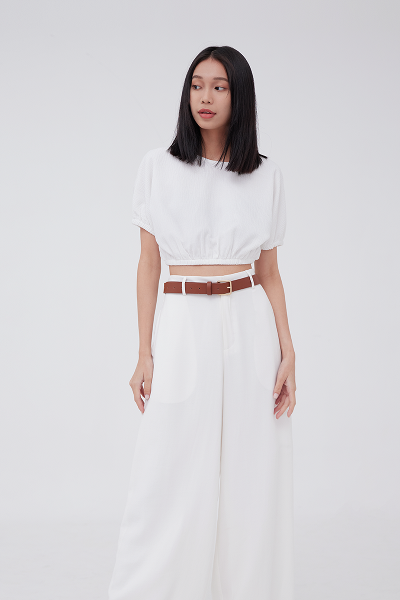 Loren Elasticated Top in White