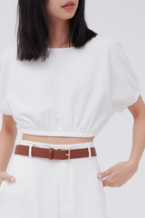 Loren Elasticated Top in White