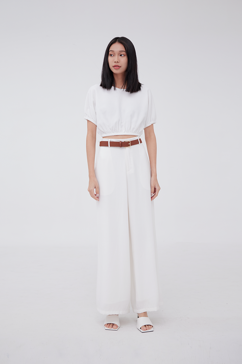 Loren Elasticated Top in White