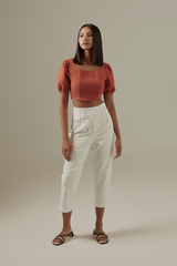 Laurel Puff Sleeve Top in Brick