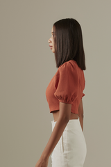 Laurel Puff Sleeve Top in Brick