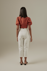 Laurel Puff Sleeve Top in Brick