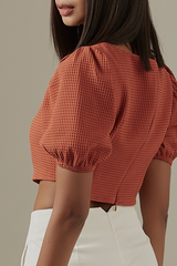 Laurel Puff Sleeve Top in Brick