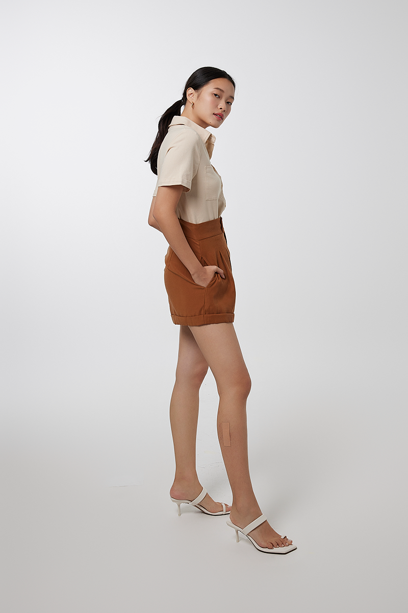 Olasa Patch Pocket Shirt in Beige