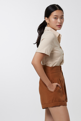 Olasa Patch Pocket Shirt in Beige