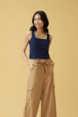 Joanne Contour Tank Top in Navy Blue