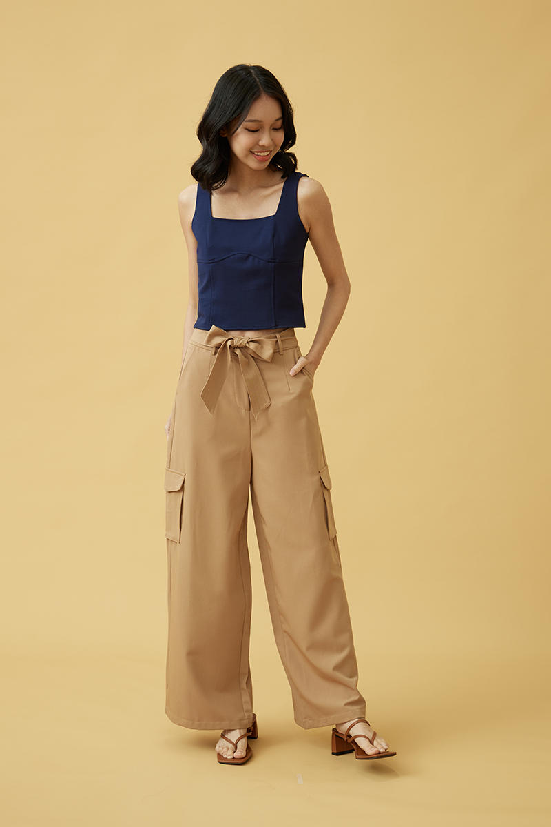 Joanne Contour Tank Top in Navy Blue