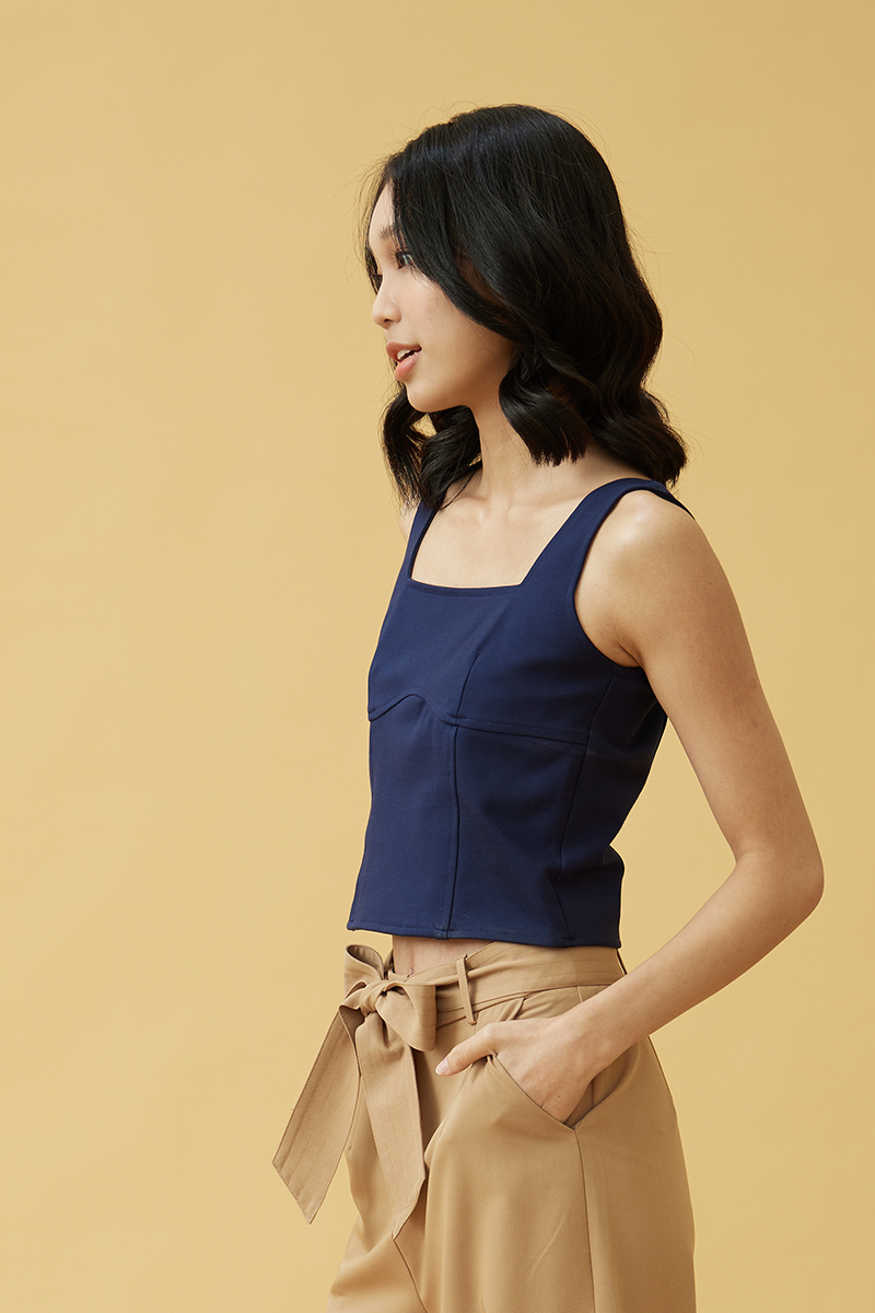 Joanne Contour Tank Top in Navy Blue