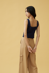 Joanne Contour Tank Top in Navy Blue