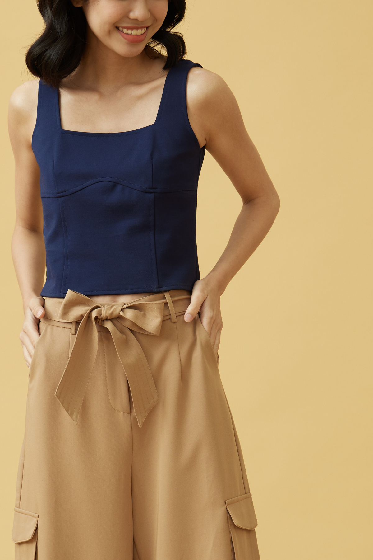 Joanne Contour Tank Top in Navy Blue