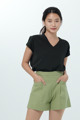 Ramona V-Neck Top in Black