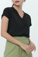 Ramona V-Neck Top in Black