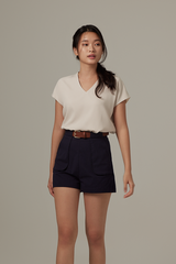 Ramona V-Neck Top in Cream