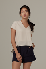 Ramona V-Neck Top in Cream