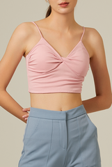 Yanni Padded Knotted Top in Baby Pink