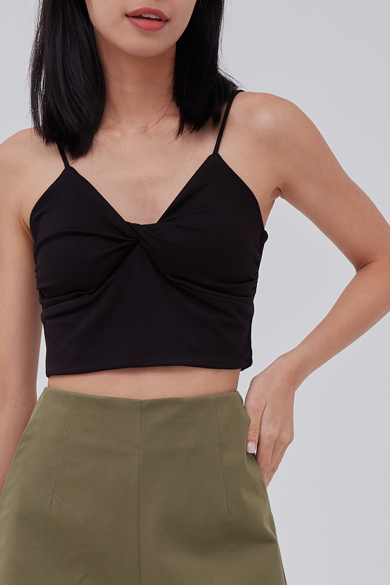 Yanni Padded Knotted Top in Black