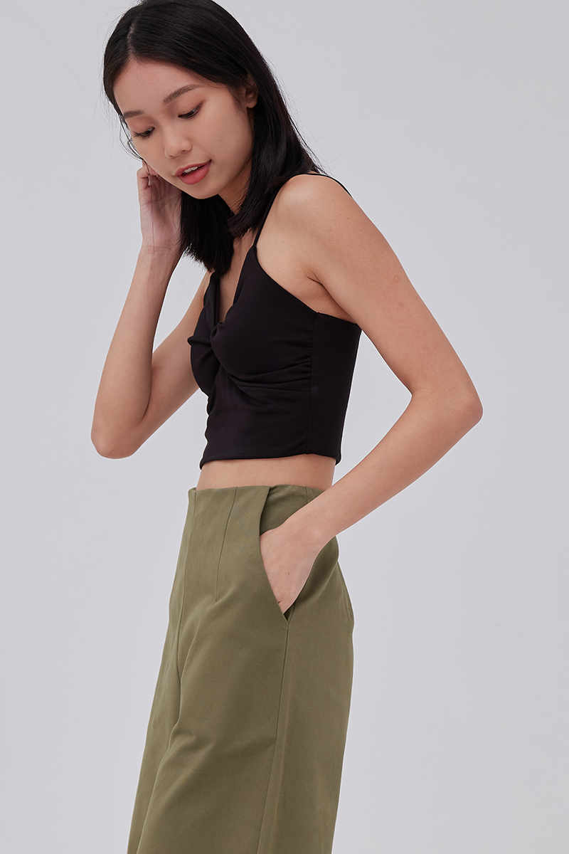 Yanni Padded Knotted Top in Black