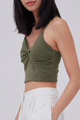 Yanni Padded Knotted Top in Olive