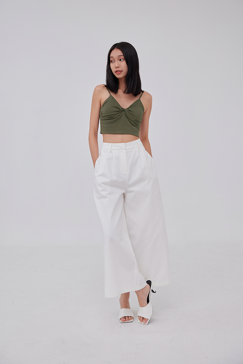 Yanni Padded Knotted Top in Olive