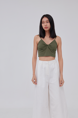 Yanni Padded Knotted Top in Olive