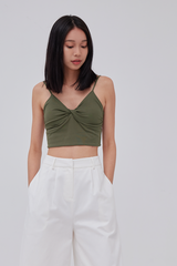 Yanni Padded Knotted Top in Olive