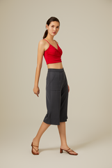 Yanni Padded Knotted Top in Red