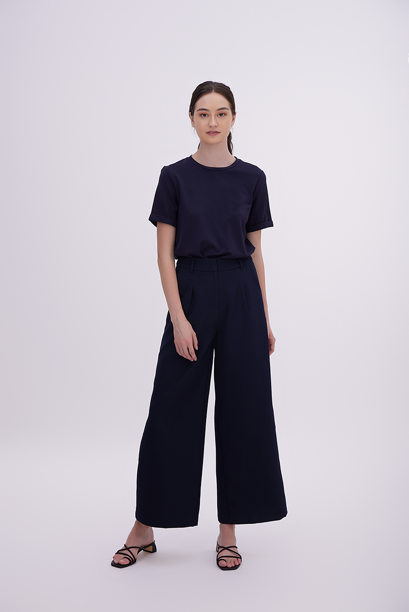 Odella Fitted Top in Navy Blue