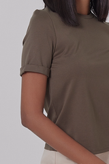 Odella Fitted Top in Olive