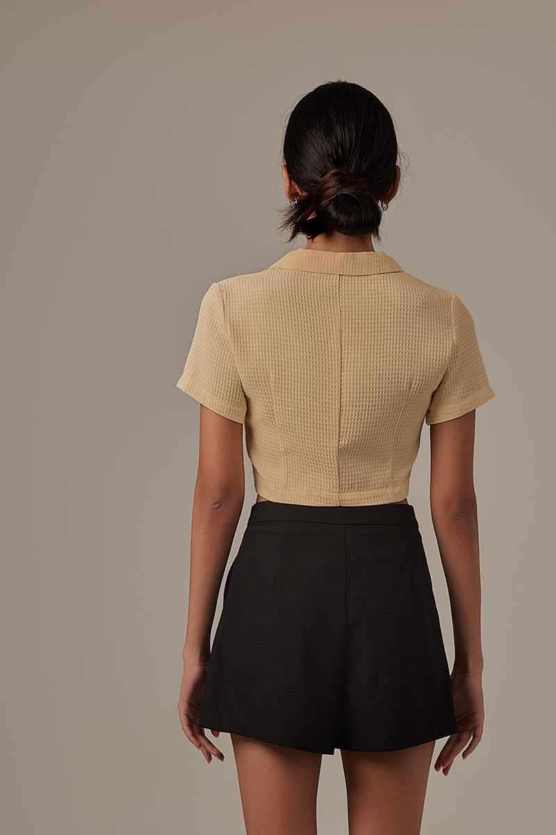 Sammy Collared Crop Top in Daffodil