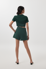 Sammy Collared Crop Top in Pine