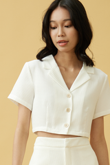 Sammy Collared Crop Top in White