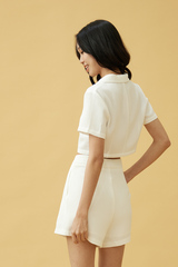 Sammy Collared Crop Top in White