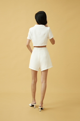 Sammy Collared Crop Top in White