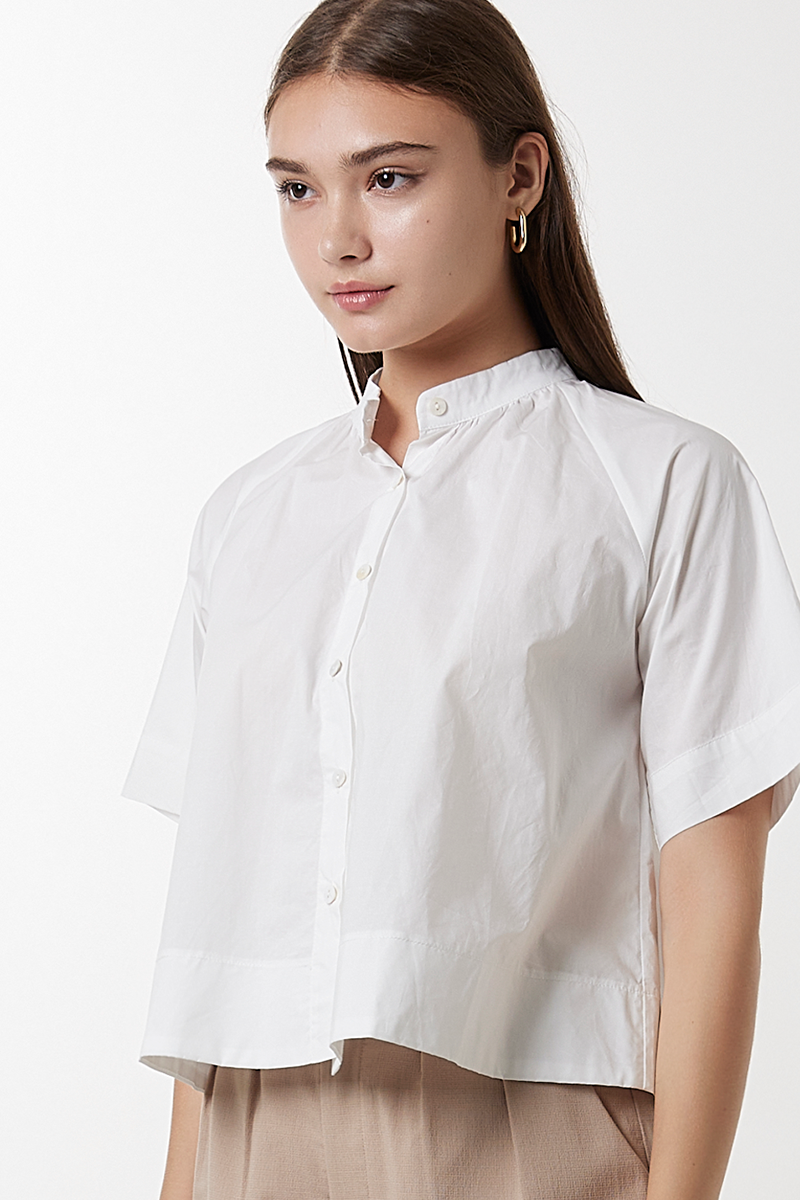 Oona High Neck Blouse in White