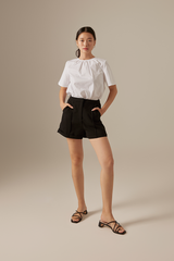 Leyla Pleated Top in White