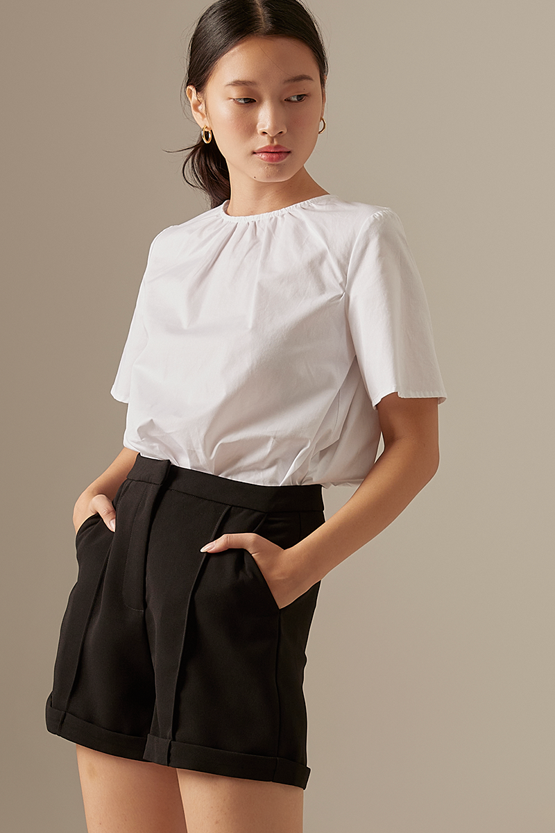 Leyla Pleated Top in White