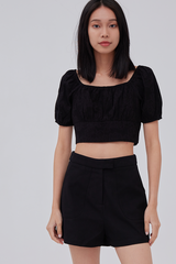 Nadia Embroidered Top in Black
