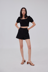 Nadia Embroidered Top in Black