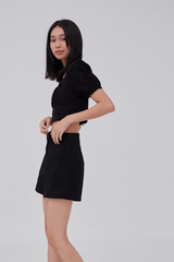 Nadia Embroidered Top in Black