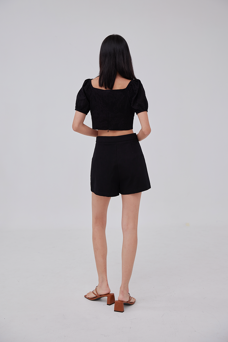 Nadia Embroidered Top in Black